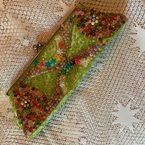 Beautiful green clutch with chain